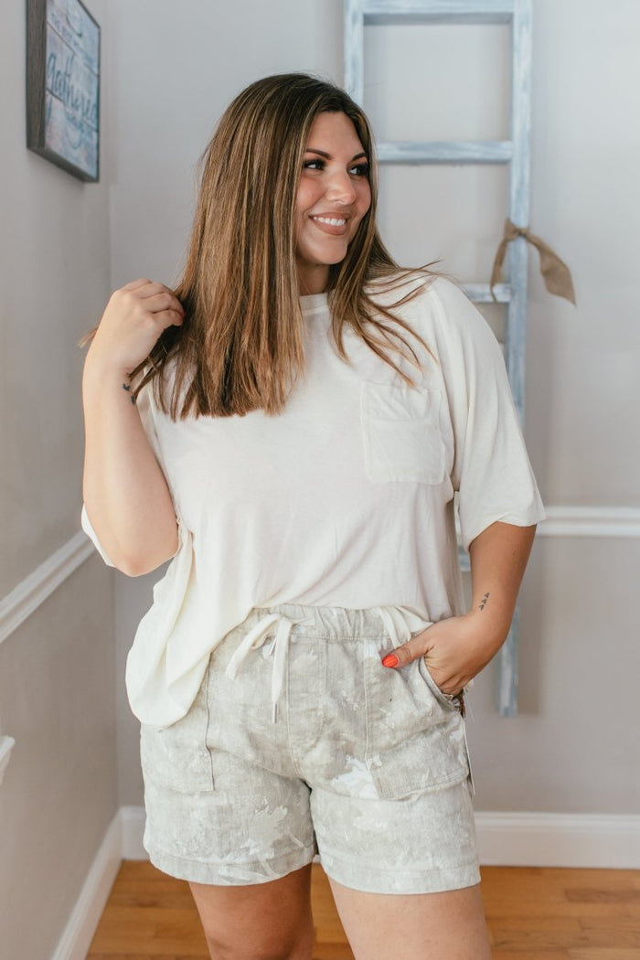 Lived In Top In Cream - Macoma Boutique100 Short Sleeve