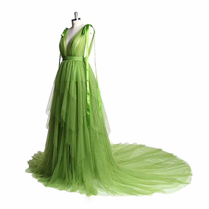 Long Gown Flared Sleeveless Maxi Maternity Dress
