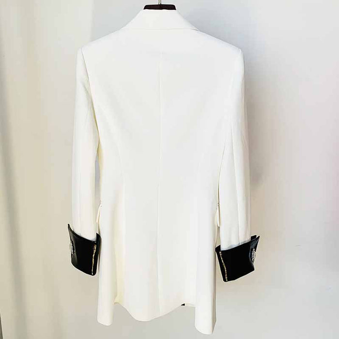 Long Sleeves V Neck White Coat Blazer Mini Dresses