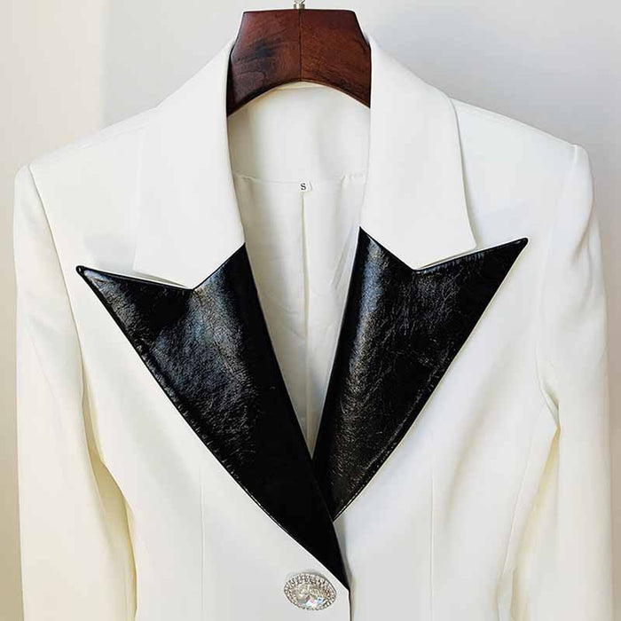 Long Sleeves V Neck White Coat Blazer Mini Dresses