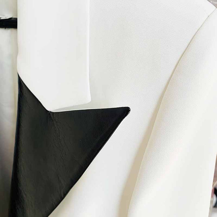 Long Sleeves V Neck White Coat Blazer Mini Dresses