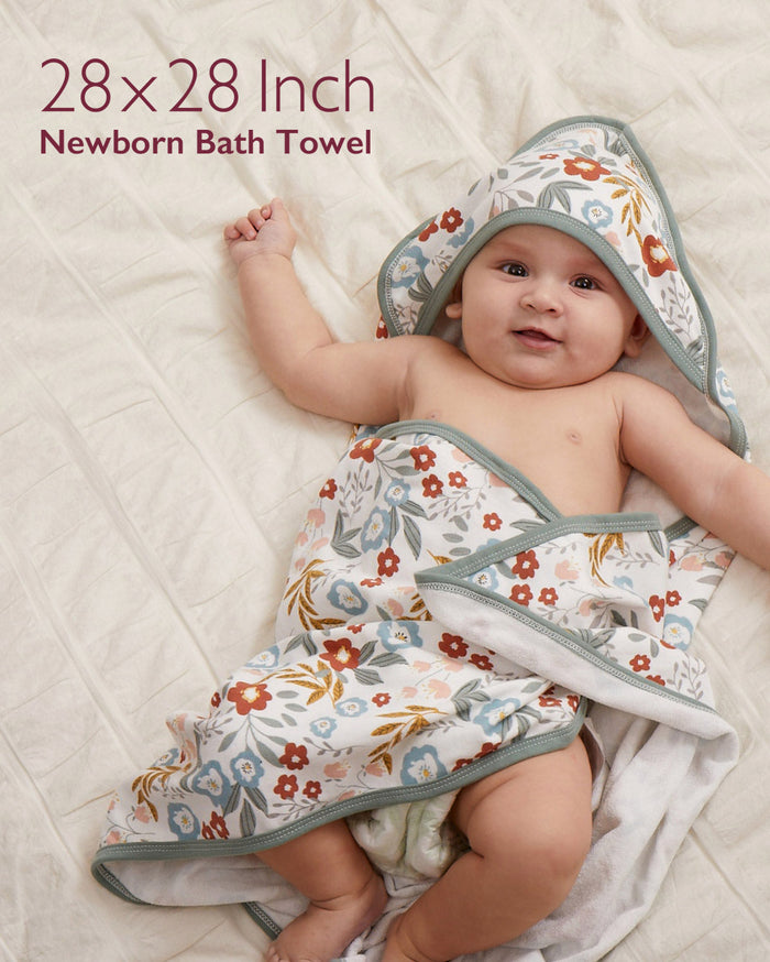 Lot de 2 serviettes à capuche pour bébé Momcozy – Motif Petite Blossom