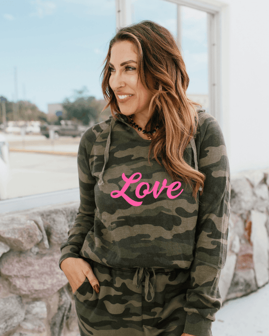 Love & Camo Graphic Hoodie - FINAL SALE - Macoma Boutique555 Presales