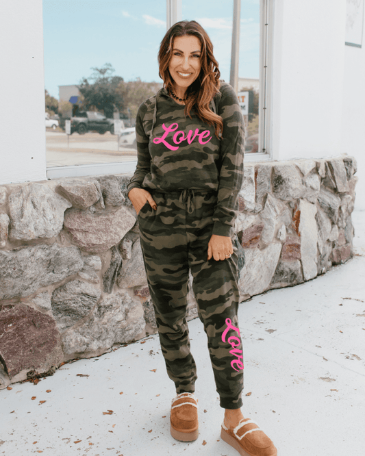 Love & Camo Graphic Sweatpants - FINAL SALE - Macoma Boutique555 Presales