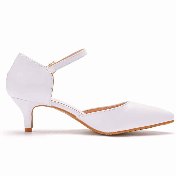 Low Heels Wedding Shoes For Bride Mary Jane White Simple Shoes