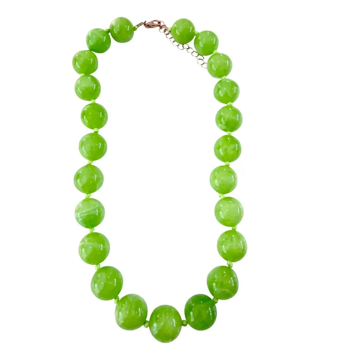 Mabry Chunky Beaded Necklace - Lime