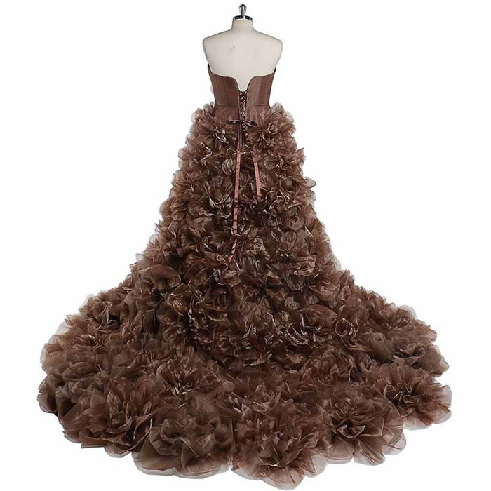 Maternity Mesh Flower Maternity Dress Split Front Gown