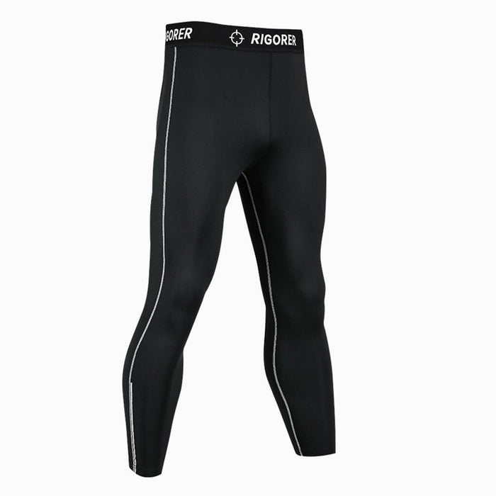 Black Color Plus fleece Breadthable Active Wear Men's Compression Pants - Rigorer Official Flagship Store