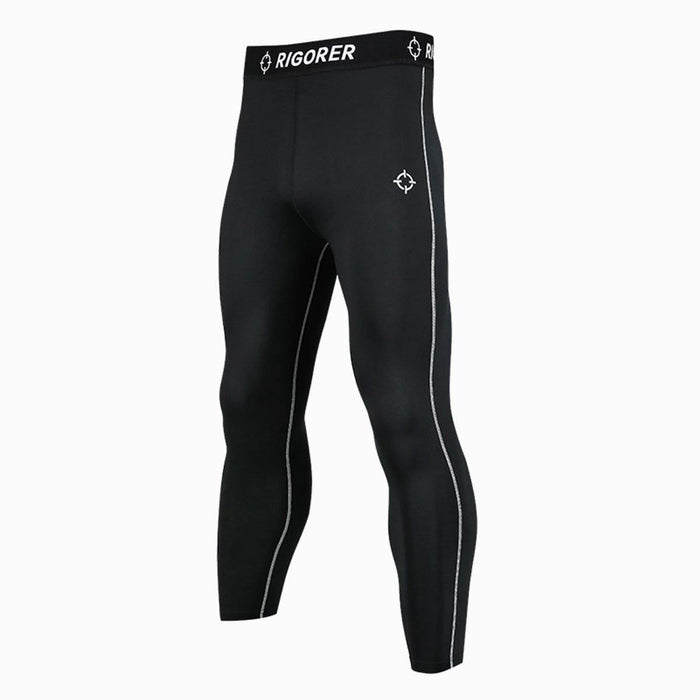 Black Color Plus fleece Breadthable Active Wear Men's Compression Pants - Rigorer Official Flagship Store