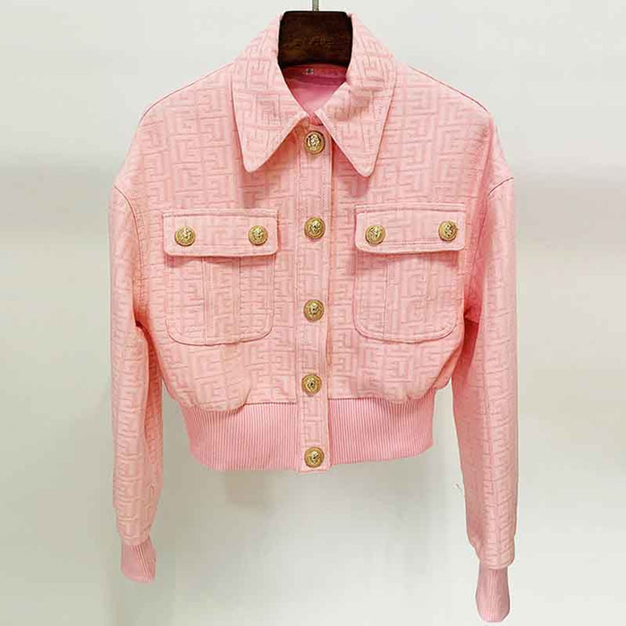 Metal Button Short Blazer & Shorts Suit In Pink