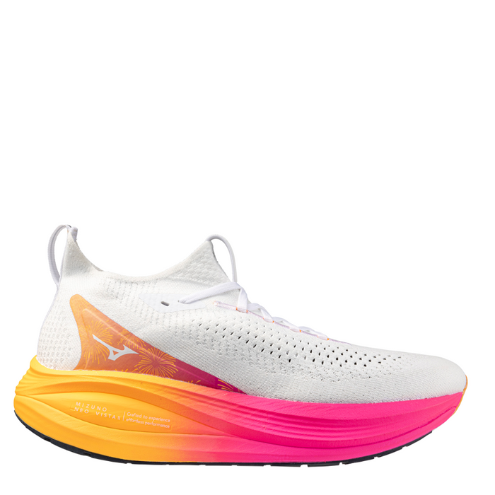Mizuno Unisex Neo Vista 2 Running Shoes in White/White/Pink Tetra AW25