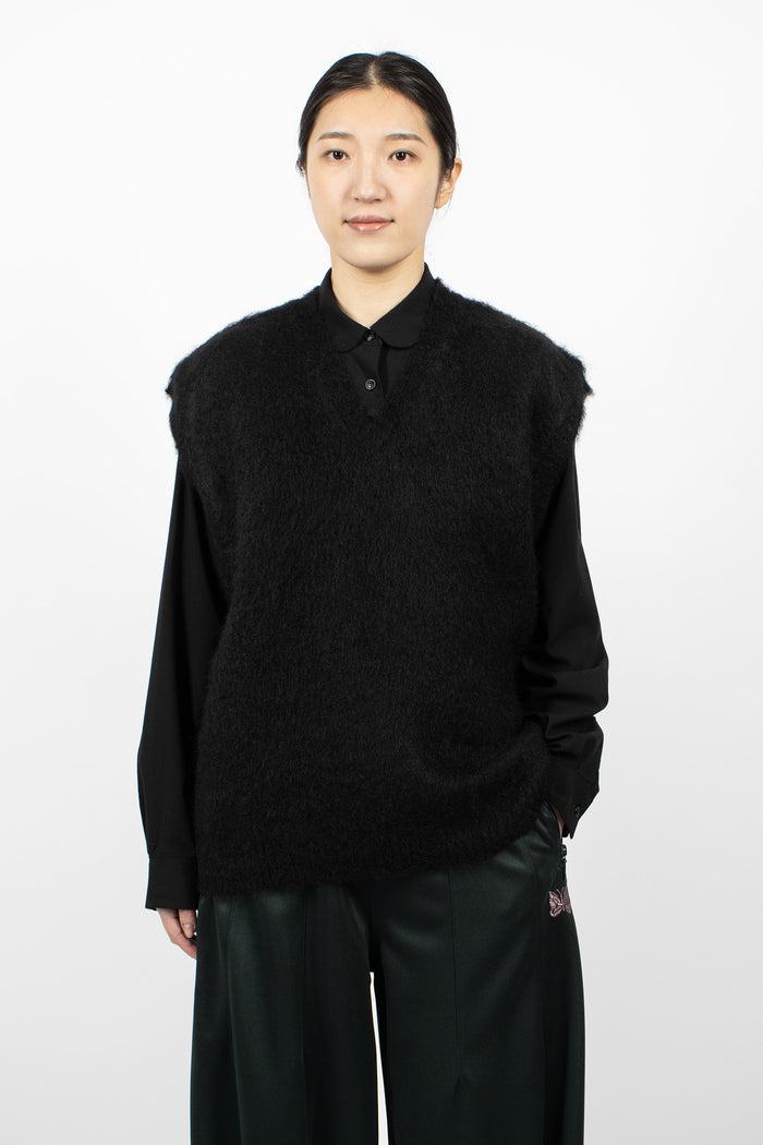 Mohair Knit Vest Black