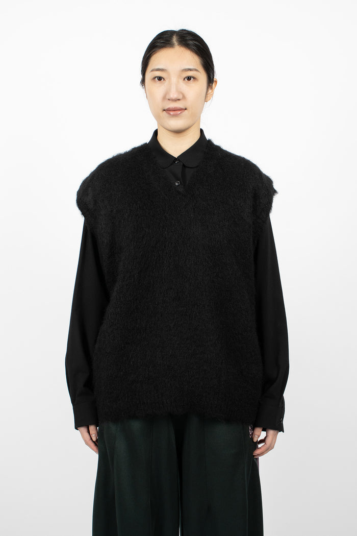 Mohair Knit Vest Black