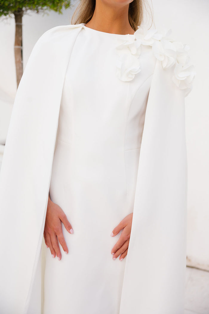 Monet Cape Maxi Gown - White