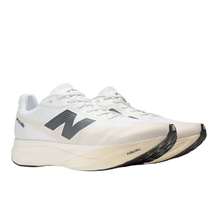New Balance Women's Fuelcell Supercomp Elite V5 Running Shoes in Linen/White/Gold Metallic AW25