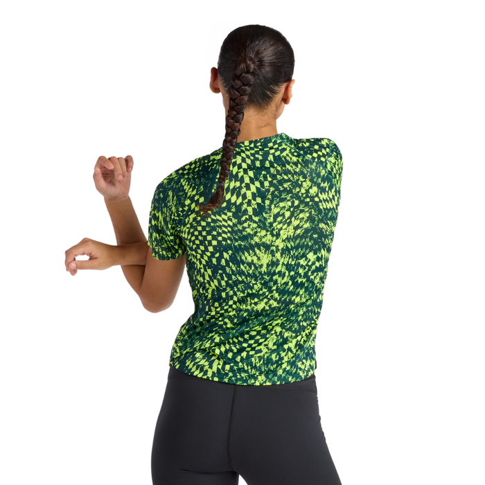 New Balance Women's London Edition Athletics Print T Shirt in Alkaline Green SS26