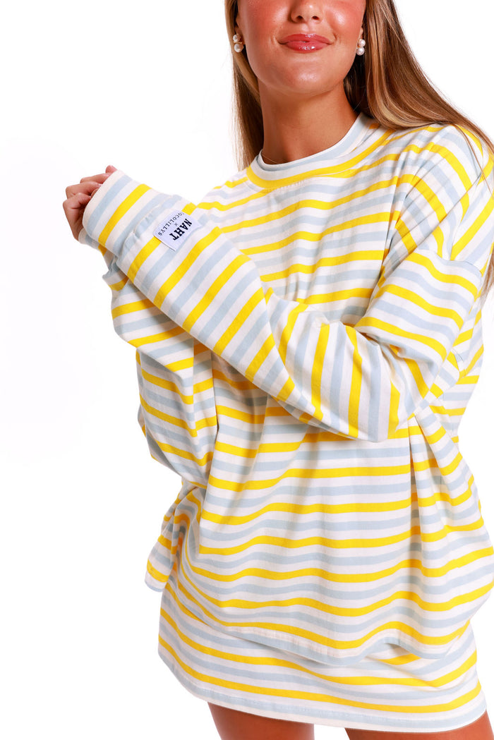 Oversized Long Sleeve Tee - Daisy Stripe