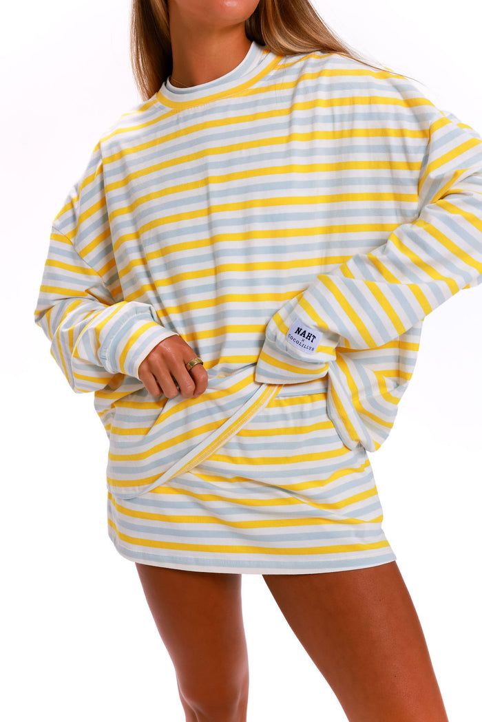 Oversized Long Sleeve Tee - Daisy Stripe