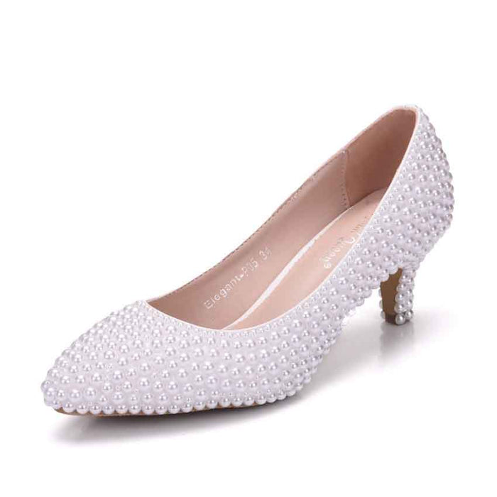 Pearl Wedding Pumps for Brides with Elegant Pearl Detailing and Chic Design