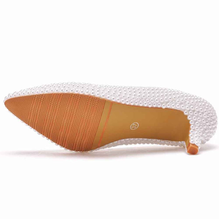 Pearl wedding pumps for brides with elegant pearl embellishments and sleek design
