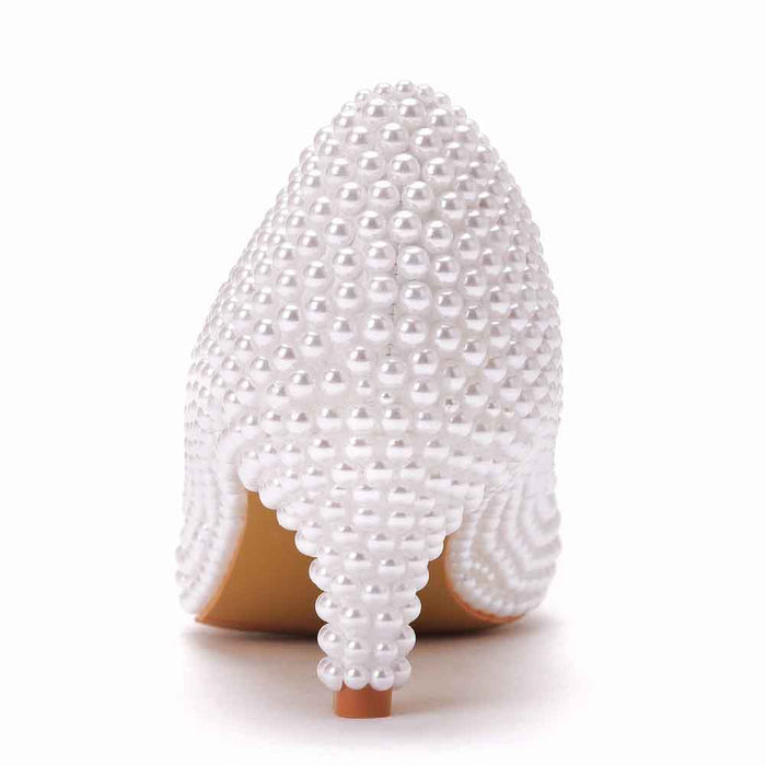 Elegant Pearl Wedding Pumps for Brides with a Stunning Beaded Design
