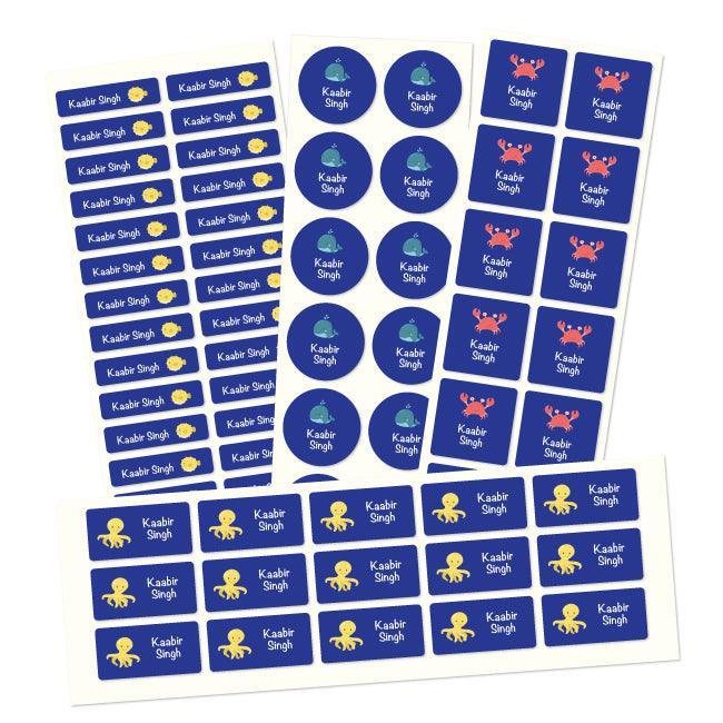 Personalised Name Labels | Name labels for School | Ocean Creatures - Bombay Toy Company