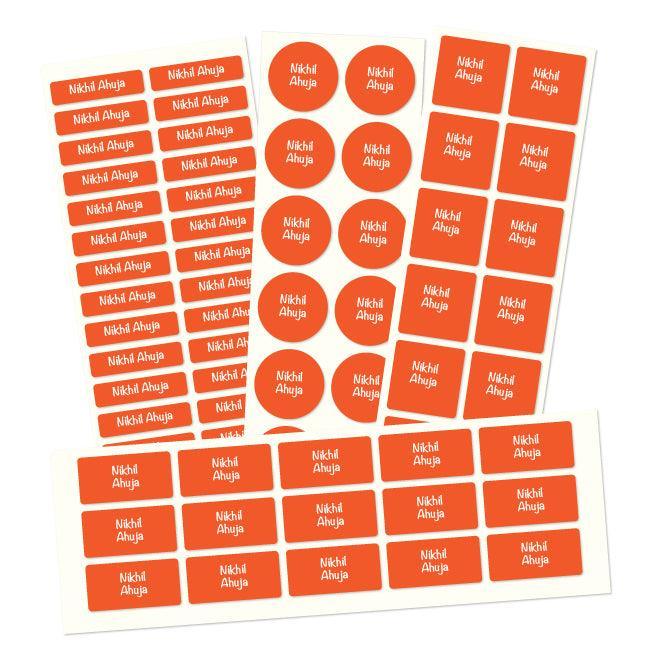 Personalised Name Labels | Name labels for School | Solid Orange - Bombay Toy Company
