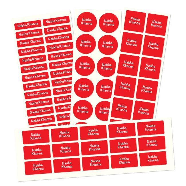 Personalised Name Labels | Name labels for School | Solid Red - Bombay Toy Company