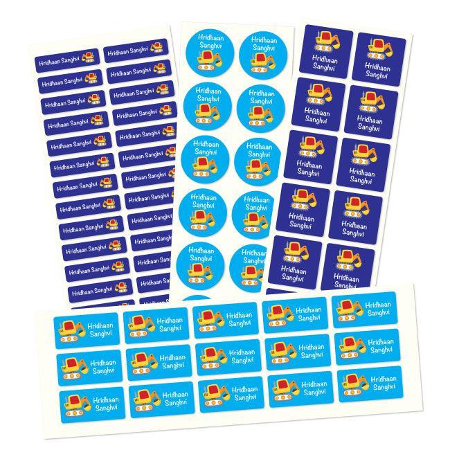 Personalised Name Labels | Name Labels for School | Yellow Digger - Bombay Toy Company