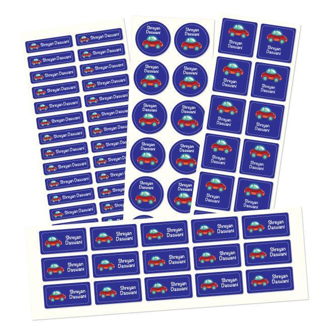 Personalised Name Labels | Name labels for School | Zooming Car - Bombay Toy Company