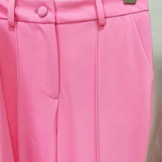 Pink Two Piece Set Business Single Buttons Pants Formal Suit