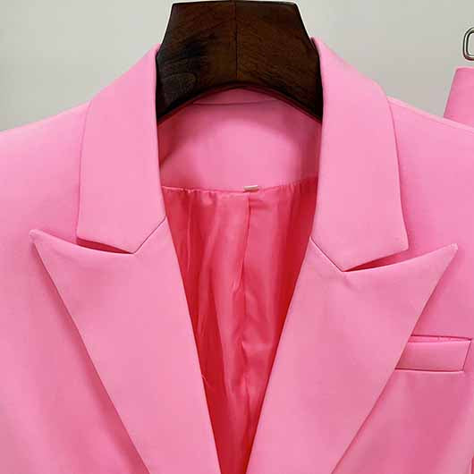 Pink Two Piece Set Business Single Buttons Pants Formal Suit