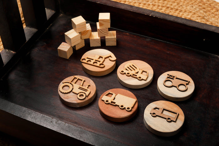 Play Dough Wooden Stamps | Construction Site - Bombay Toy Company