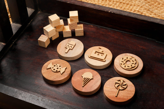 Play Dough Wooden Stamps | Ice cream and Cakes - Bombay Toy Company