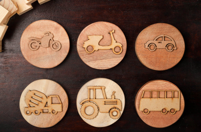 Play Dough Wooden Stamps | My Vehicles - Bombay Toy Company