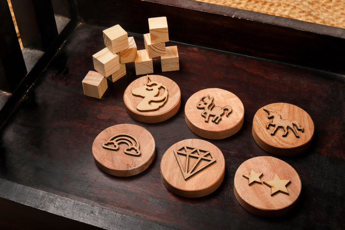 Play Dough Wooden Stamps | Rainbows and Unicorns - Bombay Toy Company