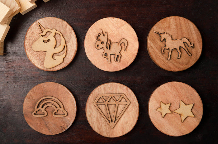 Play Dough Wooden Stamps | Rainbows and Unicorns - Bombay Toy Company