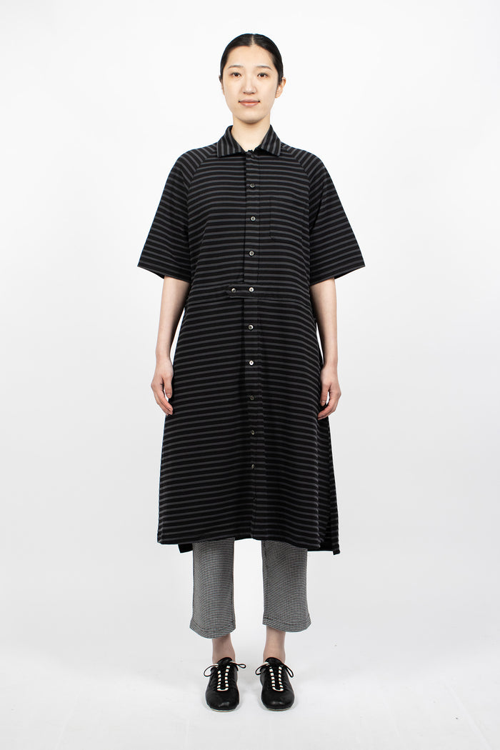 Polo Long Jersey Dress Charcoal/Black Stripe