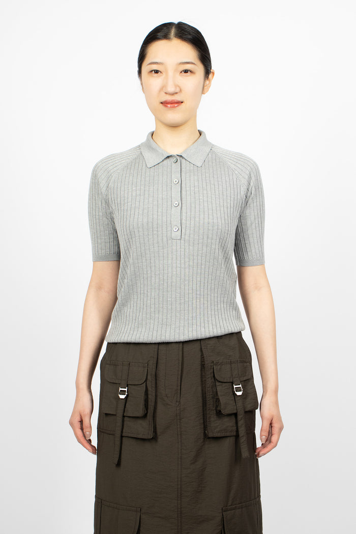 Polo Silk Knit T-Shirt Grey