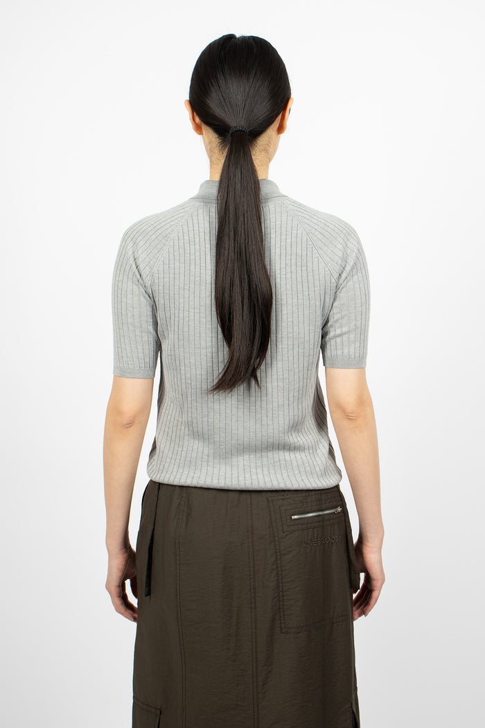 Polo Silk Knit T-Shirt Grey