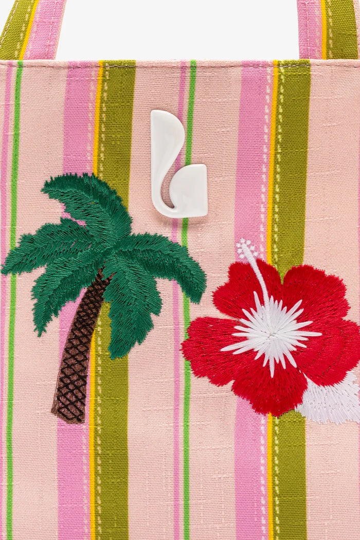 Poppy Mini Tote Bag In Tulip And Emerald Raffia Handbag Larroudé