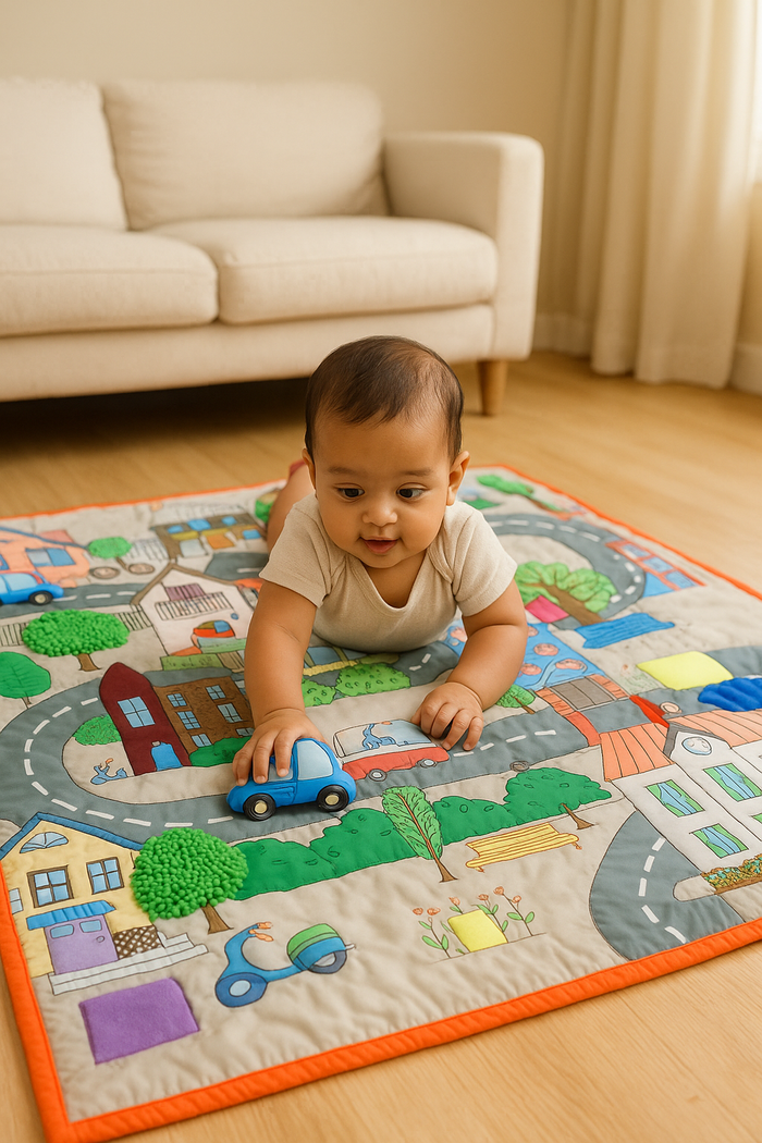PRE ORDER | Sensory Newborn Play Mat in City Theme - 52x72 Inches