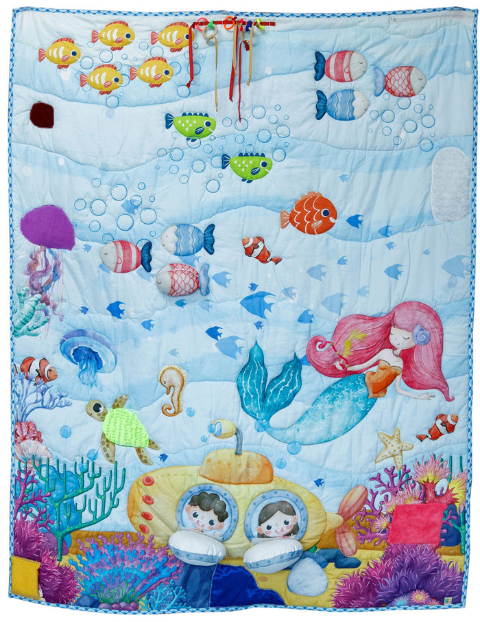 PRE ORDER | Sensory Play Mat with Ocean & Mermaid Theme - 52x72 Inches - Bombay Toy Company