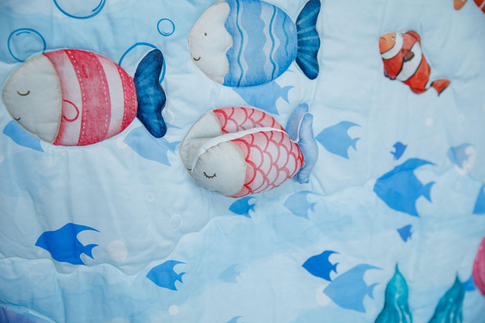 PRE ORDER | Sensory Play Mat with Ocean & Mermaid Theme - 52x72 Inches - Bombay Toy Company