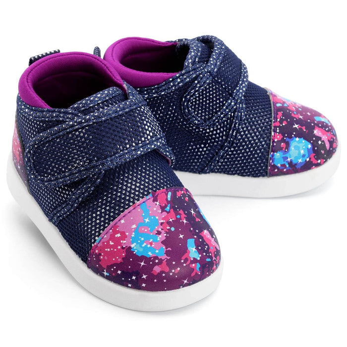 Purple Galaxy Squeakerless Toddler Shoes | Sparkly Purple Squeakerless Shoes ikiki® Shoes Size 2