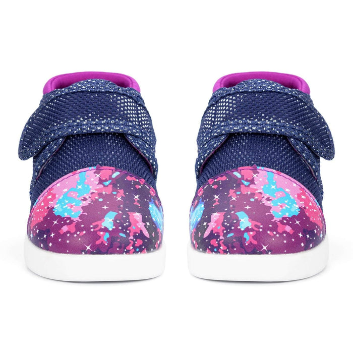 Purple Galaxy Squeakerless Toddler Shoes | Sparkly Purple Squeakerless Shoes ikiki® Shoes