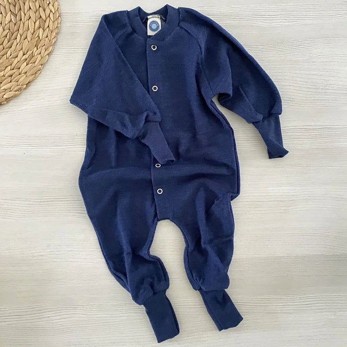 Pyjama sans pieds en éponge de laine Cosilana - Bleu
