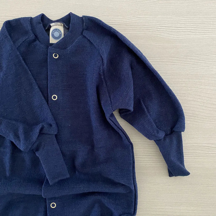 Pyjama sans pieds en éponge de laine Cosilana - Bleu - Lilinappy
