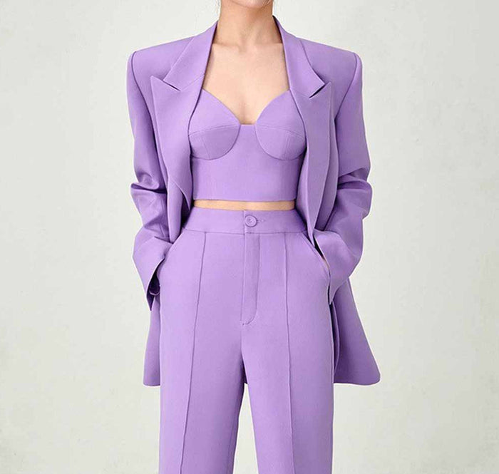 Regular-Fit 3-Piece Suit Three-piece suit, Womens suit, Pants Blazer Top, Womens Suit Set, Wedding Suit