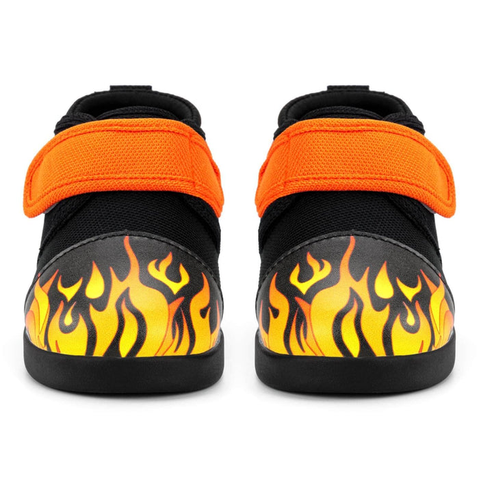 Scorching Hotrod Squeakerless Toddler Shoes | Black Flame Pattern Squeakerless Shoes ikiki® Shoes